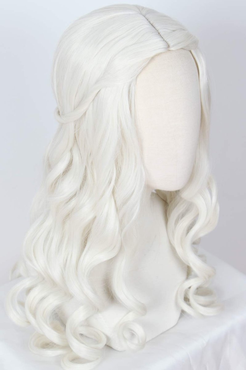 Linfairy Women's White Blonde Long Wavy Wig for Halloween Cosplay Costume Queen Wig Adult - görsel 10