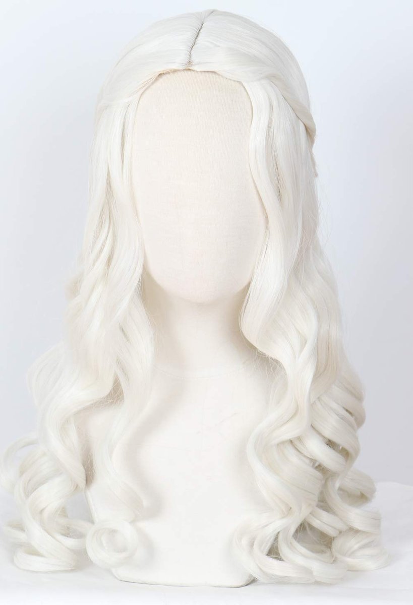 Linfairy Women's White Blonde Long Wavy Wig for Halloween Cosplay Costume Queen Wig Adult - görsel 8