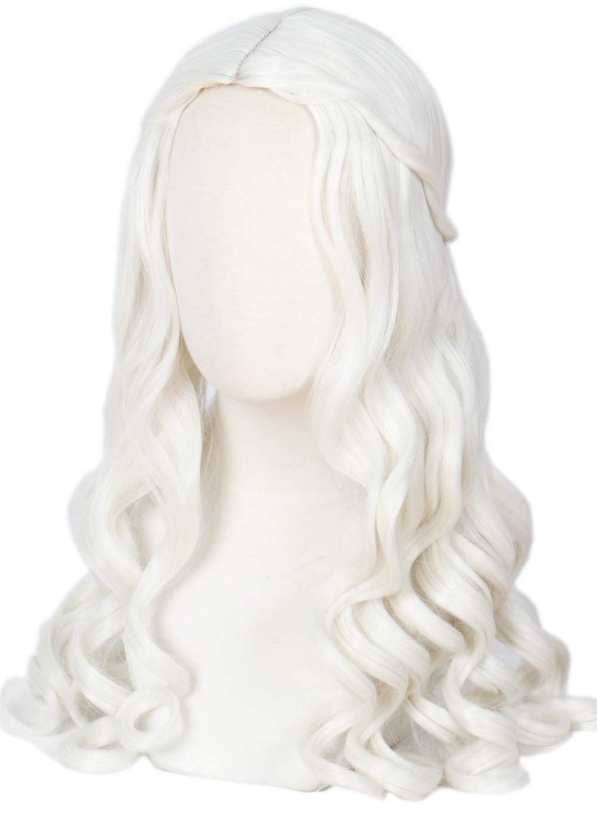 Linfairy Women's White Blonde Long Wavy Wig for Halloween Cosplay Costume Queen Wig Adult - görsel 2