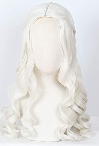 Linfairy Women's White Blonde Long Wavy Wig for Halloween Cosplay Costume Queen Wig Adult - görsel 7