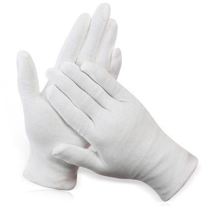 PAXCOO 12 Pairs White Cotton Moisturizing Gloves for Dry Hands, Eczema, Spa & Jewelry Inspection – XL (24 Count Pack)