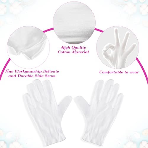 PAXCOO 12 Pairs White Cotton Moisturizing Gloves for Dry Hands, Eczema, Spa & Jewelry Inspection – XL (24 Count Pack) - görsel 8