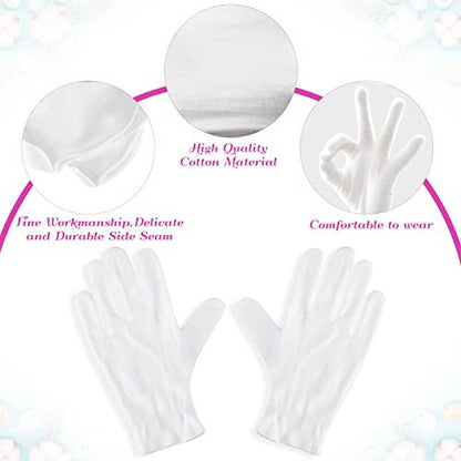 PAXCOO 12 Pairs White Cotton Moisturizing Gloves for Dry Hands, Eczema, Spa & Jewelry Inspection – XL (24 Count Pack)