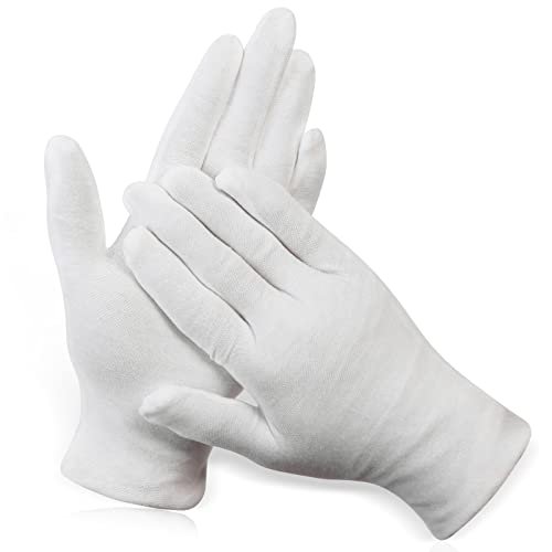 PAXCOO 12 Pairs White Cotton Moisturizing Gloves for Dry Hands, Eczema, Spa & Jewelry Inspection – XL (24 Count Pack) - görsel 2