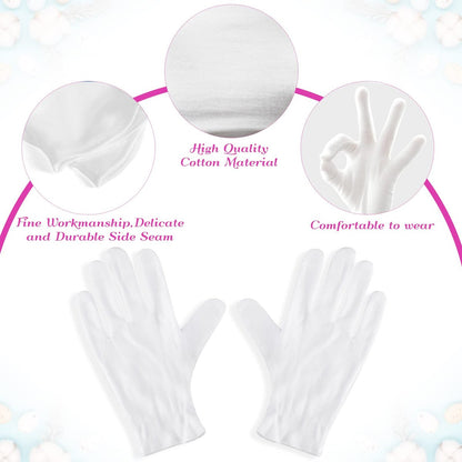 PAXCOO 12 Pairs White Cotton Moisturizing Gloves for Dry Hands, Eczema, Spa & Jewelry Inspection – XL (24 Count Pack)