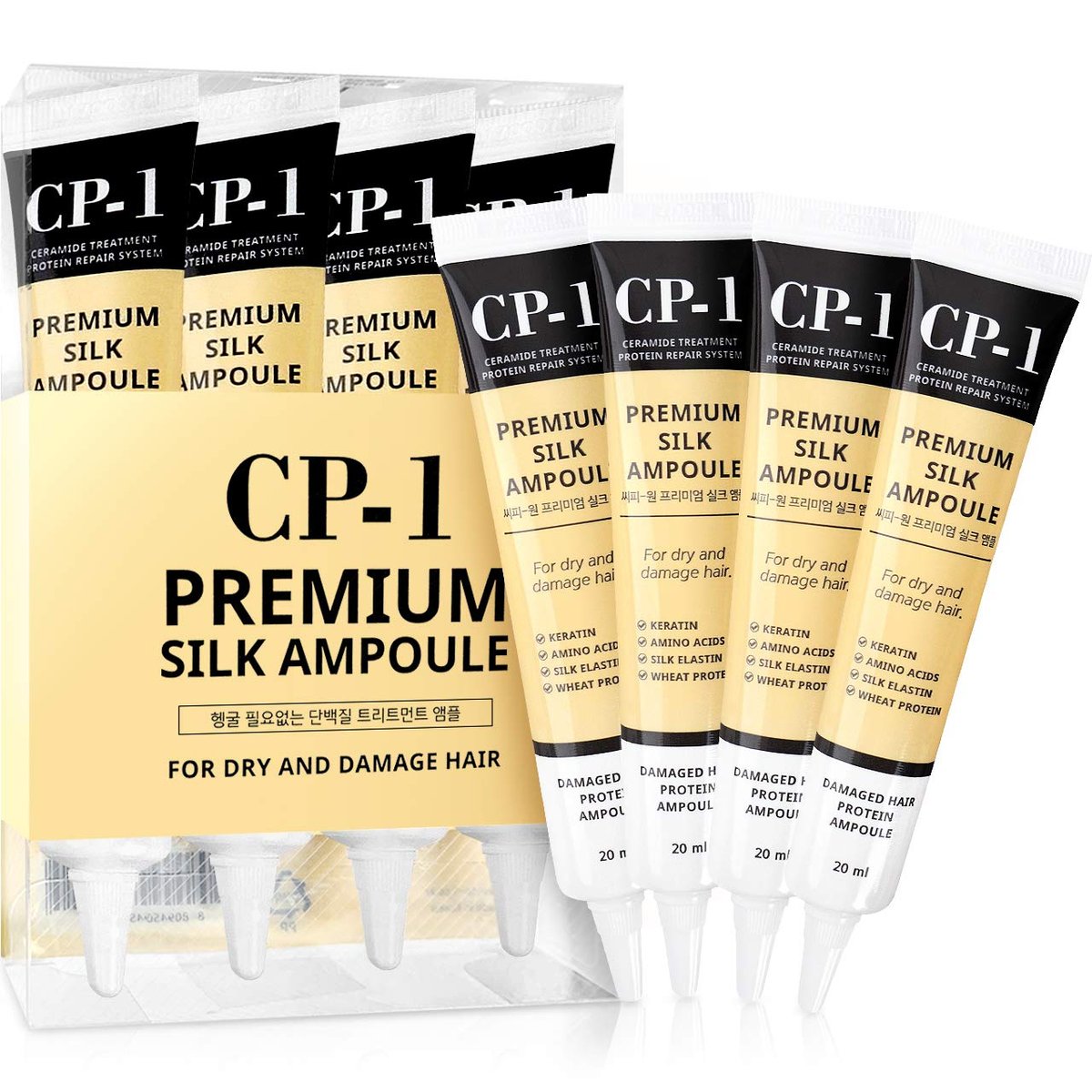 CP-1 Premium Silk Ampoule Keratin Silk Hair Treatment - Protein Repair with Ceramide (4 x 0.68 Fl Oz) - görsel 1