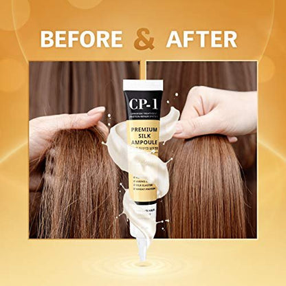 CP-1 Premium Silk Ampoule Keratin Silk Hair Treatment - Protein Repair with Ceramide (4 x 0.68 Fl Oz)