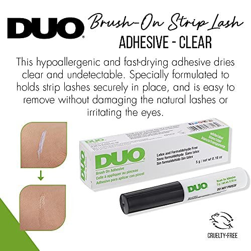 DUO Brush-On Clear Lash Glue – Waterproof Strip Lash Adhesive with Vitamins A, C & E, Long Lasting Eyelash Glue, 0.18 oz, 2 Pack - görsel 6