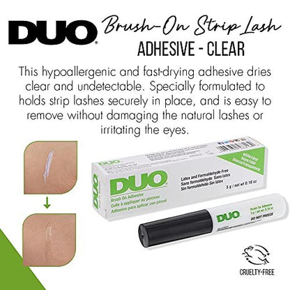 DUO Brush-On Clear Lash Glue – Waterproof Strip Lash Adhesive with Vitamins A, C & E, Long Lasting Eyelash Glue, 0.18 oz, 2 Pack