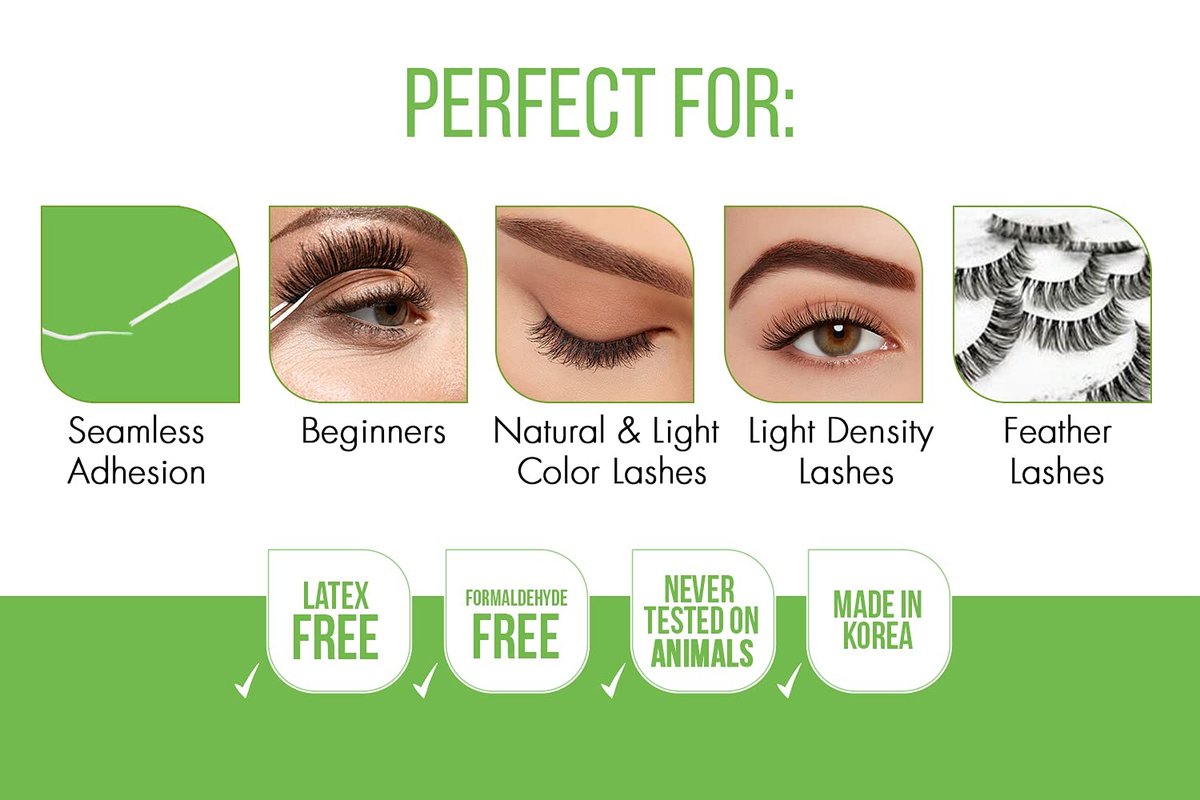 DUO Brush-On Clear Lash Glue – Waterproof Strip Lash Adhesive with Vitamins A, C & E, Long Lasting Eyelash Glue, 0.18 oz, 2 Pack - görsel 9