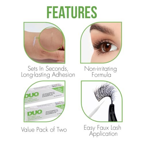 DUO Brush-On Clear Lash Glue – Waterproof Strip Lash Adhesive with Vitamins A, C & E, Long Lasting Eyelash Glue, 0.18 oz, 2 Pack - görsel 8
