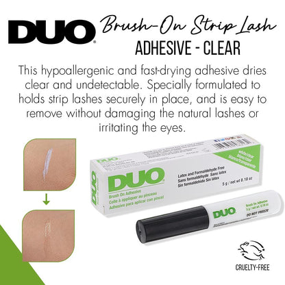 DUO Brush-On Clear Lash Glue – Waterproof Strip Lash Adhesive with Vitamins A, C & E, Long Lasting Eyelash Glue, 0.18 oz, 2 Pack