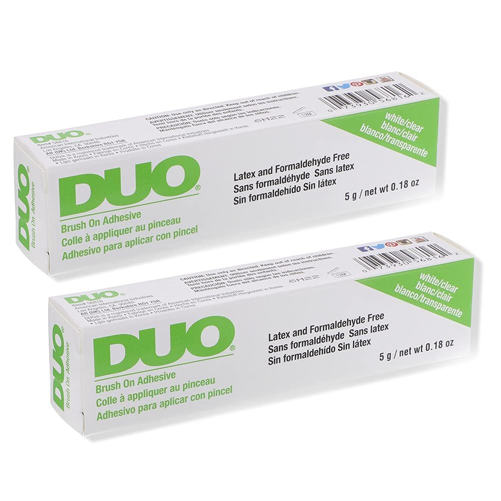DUO Brush-On Clear Lash Glue – Waterproof Strip Lash Adhesive with Vitamins A, C & E, Long Lasting Eyelash Glue, 0.18 oz, 2 Pack - görsel 1