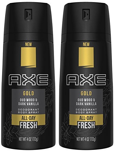 Axe Gold Oud Wood and Dark Vanilla Deodorant Body Spray - 4 oz (Pack of 2)