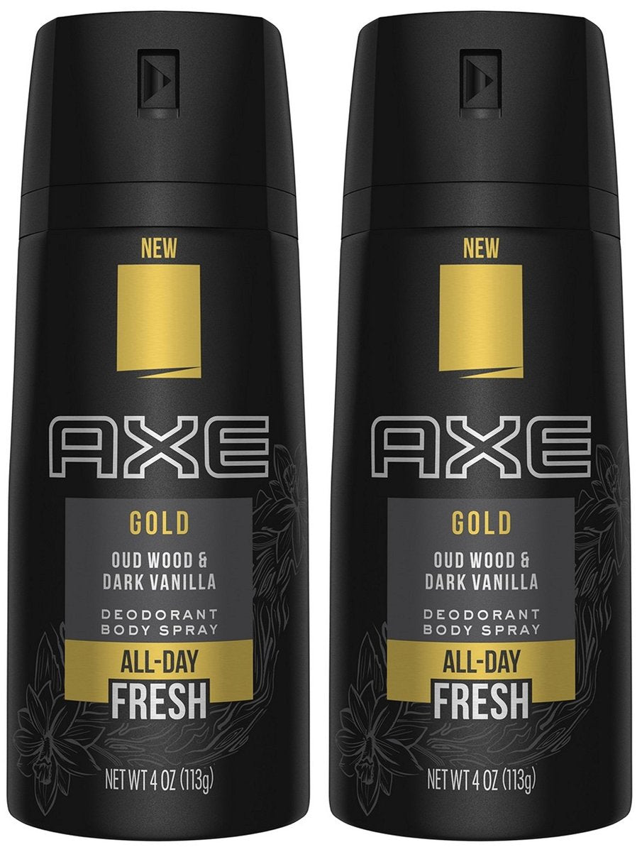 Axe Gold Oud Wood and Dark Vanilla Deodorant Body Spray - 4 oz (Pack of 2) - görsel 1