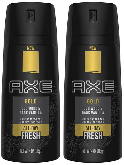 Axe Gold Oud Wood and Dark Vanilla Deodorant Body Spray - 4 oz (Pack of 2)