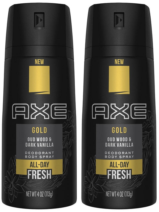 Axe Gold Oud Wood and Dark Vanilla Deodorant Body Spray - 4 oz (Pack of 2)