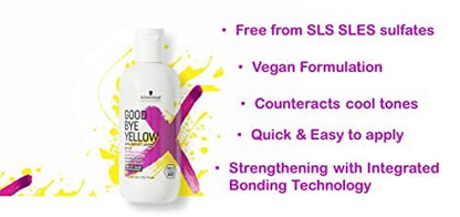 Schwarzkopf Professional GOODBYE YELLOW Purple Shampoo Neutralizing Wash – 10.1 Fl Oz | Anti-Yellow Vegan Shampoo for Blonde & Gray Hair | pH Balanced | Professional Salon Formula