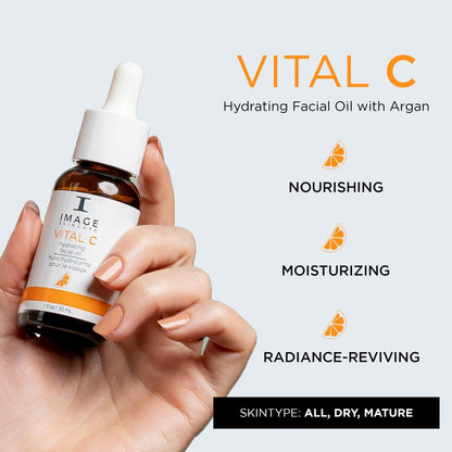 VITAL C Hydrating Facial Oil with Argan, Grape Seed and Sea Buckthorn Oils - IMAGE Skincare (1 fl oz) Avelisse