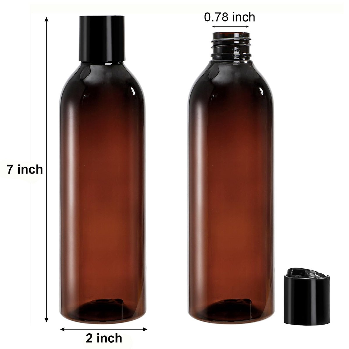 Bekith 16 Pack 8 oz Amber Plastic Bottles with Disc Top Flip Cap – BPA-Free Refillable Containers for Shampoo, Lotions, Soap, Creams Avelisse