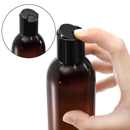 Bekith 16 Pack 8 oz Amber Plastic Bottles with Disc Top Flip Cap – BPA-Free Refillable Containers for Shampoo, Lotions, Soap, Creams Avelisse