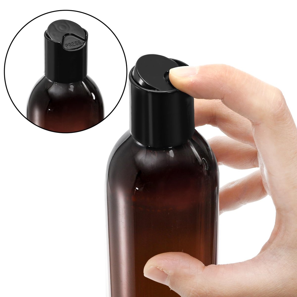 Bekith 16 Pack 8 oz Amber Plastic Bottles with Disc Top Flip Cap – BPA-Free Refillable Containers for Shampoo, Lotions, Soap, Creams Avelisse