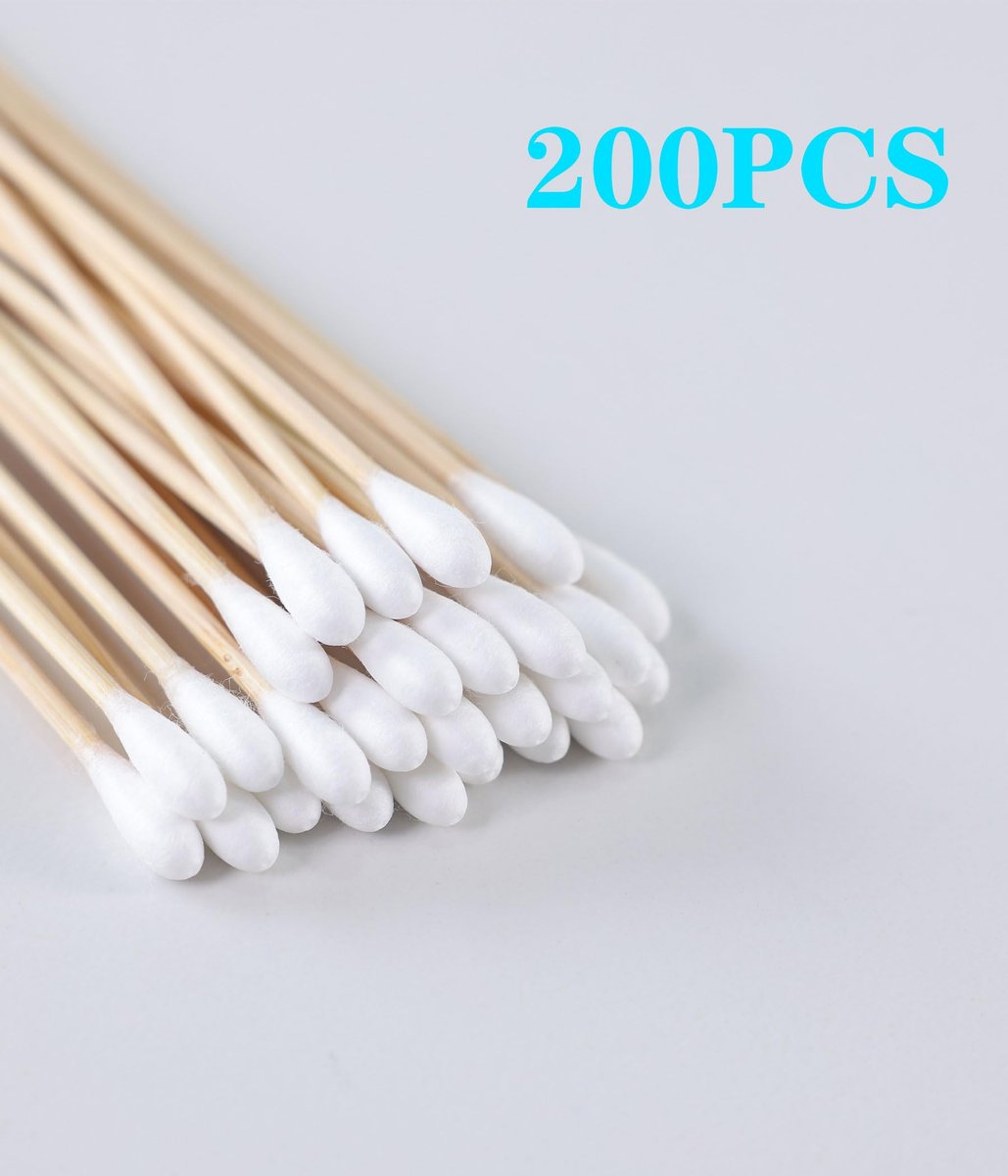 200-Piece 6-Inch Wooden Cotton Swab Applicators – Sterile Cotton Q-Tips for Cleaning, Makeup, Ear Care, Jewelry & Ceramics - görsel 13