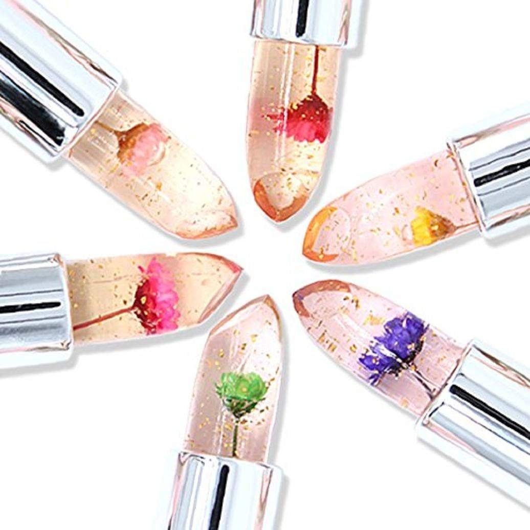 Pack of 6 Crystal Flower Jelly Lipstick – Long Lasting, Color Changing Lip Balm & Moisturizer – Perfect for Women, Birthday, Mother's Day, Graduation Gifts - görsel 5