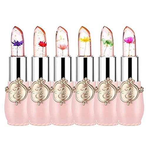 Pack of 6 Crystal Flower Jelly Lipstick – Long Lasting, Color Changing Lip Balm & Moisturizer – Perfect for Women, Birthday, Mother's Day, Graduation Gifts - görsel 2