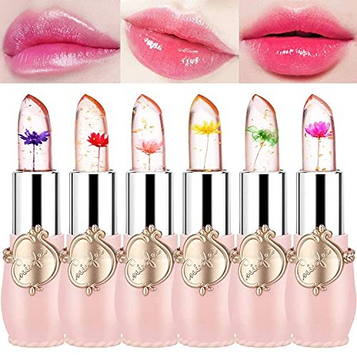Pack of 6 Crystal Flower Jelly Lipstick – Long Lasting, Color Changing Lip Balm & Moisturizer – Perfect for Women, Birthday, Mother's Day, Graduation Gifts - görsel 4