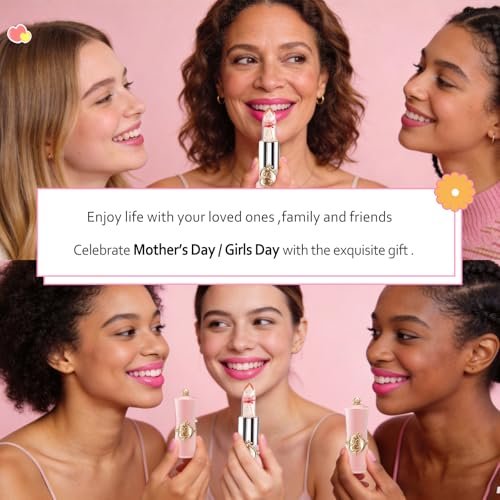 Pack of 6 Crystal Flower Jelly Lipstick – Long Lasting, Color Changing Lip Balm & Moisturizer – Perfect for Women, Birthday, Mother's Day, Graduation Gifts - görsel 16