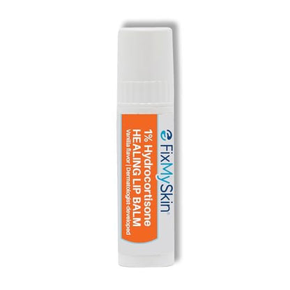 FixMySkin 1% Hydrocortisone Healing Lip Balm, Vanilla – Soothes Dry, Cracked & Irritated Lips, Relieves Chapped Lips, Cold Sores & Eczema, Dermatologist Developed, Travel-Friendly Tube, 0.15 oz Avelisse