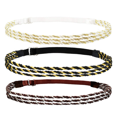 Beaute Galleria 6-Pack Adjustable Braided Headbands – Double Braided & Triple Strand Twisted Elastic Women's Hair Accessories, Boho Hippie Style