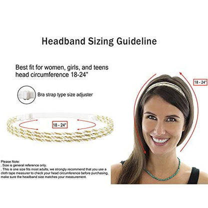 Beaute Galleria 6-Pack Adjustable Braided Headbands – Double Braided & Triple Strand Twisted Elastic Women's Hair Accessories, Boho Hippie Style