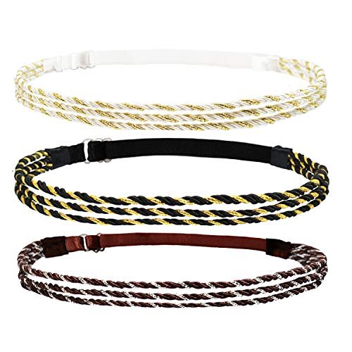 Beaute Galleria 6-Pack Adjustable Braided Headbands – Double Braided & Triple Strand Twisted Elastic Women's Hair Accessories, Boho Hippie Style - görsel 8