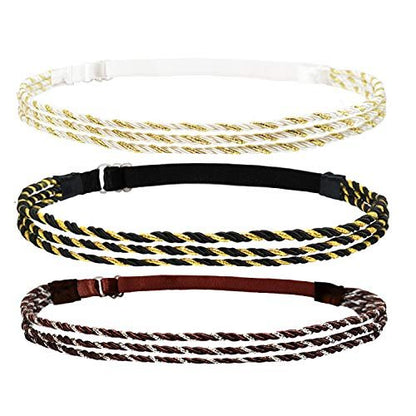 Beaute Galleria 6-Pack Adjustable Braided Headbands – Double Braided & Triple Strand Twisted Elastic Women's Hair Accessories, Boho Hippie Style