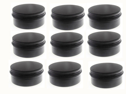 3 oz Black Aluminum Screw Top Lid Containers - 10 Pack Metal Storage Tins for Lip Balm, DIY Cosmetics, Salves, Travel Jars (90 ml)