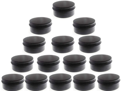 3 oz Black Aluminum Screw Top Lid Containers - 10 Pack Metal Storage Tins for Lip Balm, DIY Cosmetics, Salves, Travel Jars (90 ml)