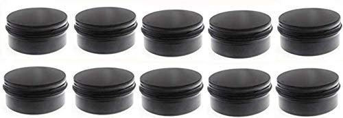 3 oz Black Aluminum Screw Top Lid Containers - 10 Pack Metal Storage Tins for Lip Balm, DIY Cosmetics, Salves, Travel Jars (90 ml) - görsel 1