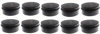 3 oz Black Aluminum Screw Top Lid Containers - 10 Pack Metal Storage Tins for Lip Balm, DIY Cosmetics, Salves, Travel Jars (90 ml)