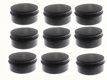 3 oz Black Aluminum Screw Top Lid Containers - 10 Pack Metal Storage Tins for Lip Balm, DIY Cosmetics, Salves, Travel Jars (90 ml)