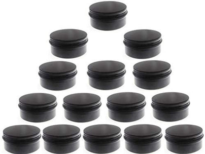 3 oz Black Aluminum Screw Top Lid Containers - 10 Pack Metal Storage Tins for Lip Balm, DIY Cosmetics, Salves, Travel Jars (90 ml)