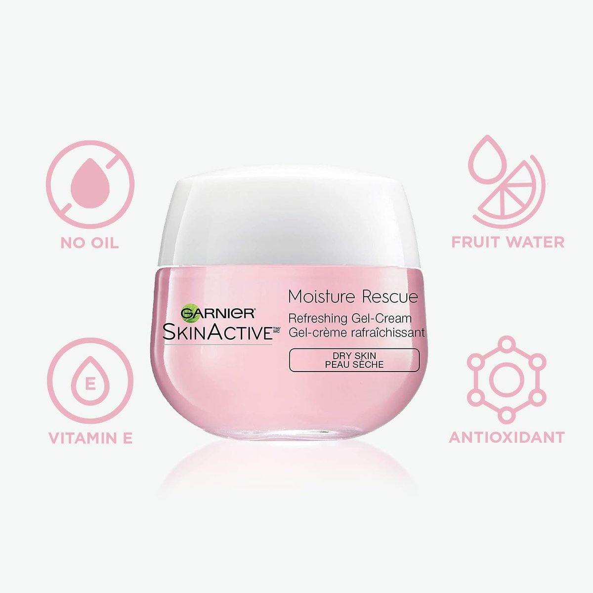 Garnier Moisture Rescue Refreshing Gel-Cream for Dry Skin, Oil-Free, 1.7 Oz (50g) - 2 Count Avelisse