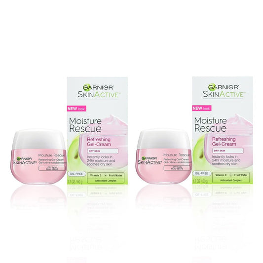 Garnier Moisture Rescue Refreshing Gel-Cream for Dry Skin, Oil-Free, 1.7 Oz (50g) - 2 Count Avelisse