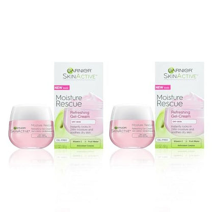 Garnier Moisture Rescue Refreshing Gel-Cream for Dry Skin, Oil-Free, 1.7 Oz (50g) - 2 Count Avelisse