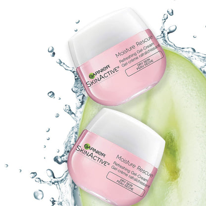 Garnier Moisture Rescue Refreshing Gel-Cream for Dry Skin, Oil-Free, 1.7 Oz (50g) - 2 Count Avelisse
