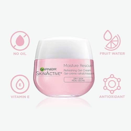 Garnier Moisture Rescue Refreshing Gel-Cream for Dry Skin, Oil-Free, 1.7 Oz (50g) - 2 Count Avelisse