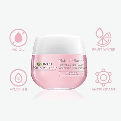 Garnier Moisture Rescue Refreshing Gel-Cream for Dry Skin, Oil-Free, 1.7 Oz (50g) - 2 Count Avelisse