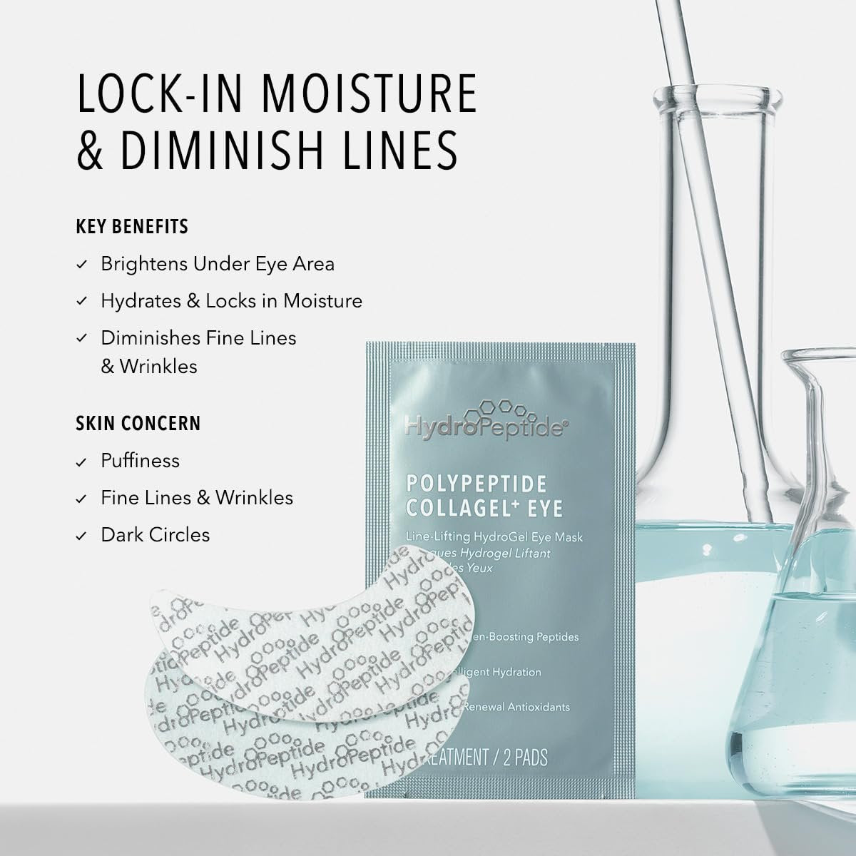 HydroPeptide PolyPeptide Collagel Eye Masks – Line-Lifting Hydrogel Under Eye Patches for Firmer Appearance, Hydration & Dark Circles (8 Treatments) Avelisse
