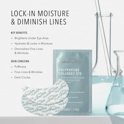 HydroPeptide PolyPeptide Collagel Eye Masks – Line-Lifting Hydrogel Under Eye Patches for Firmer Appearance, Hydration & Dark Circles (8 Treatments) Avelisse